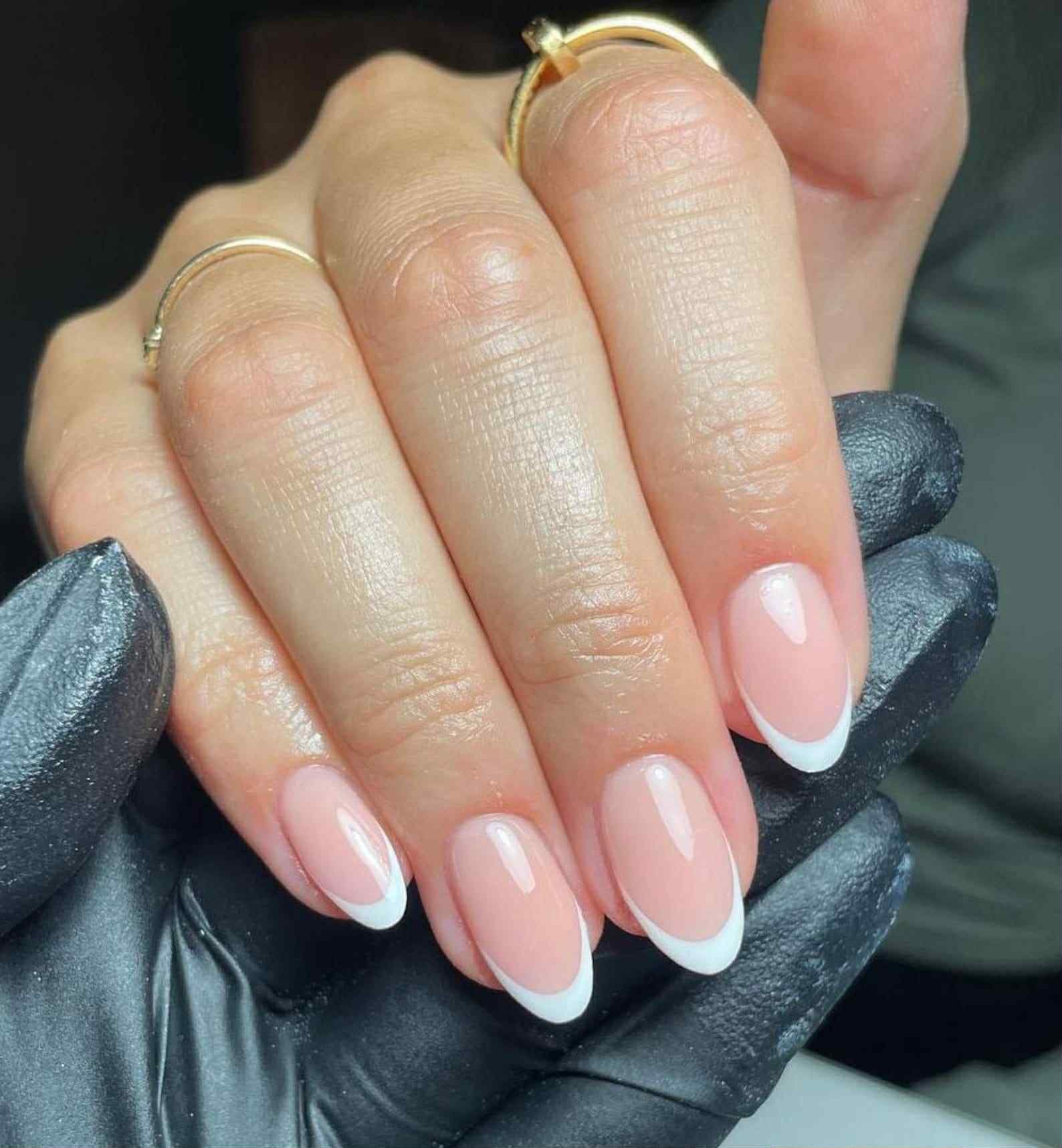 Hand painted floral nail art on short natural nails